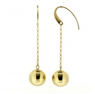 9ct Yellow Gold Ball drop earrings on a fancy shepherd hook