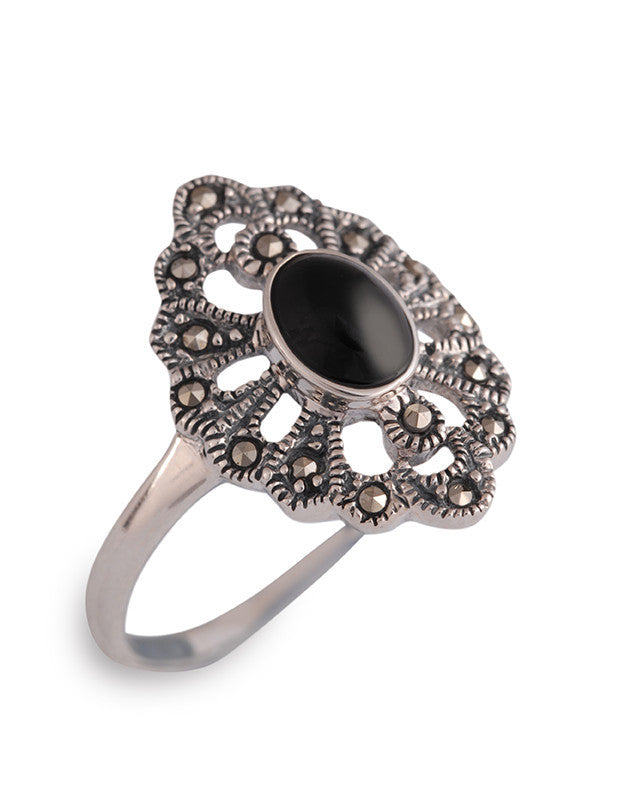 Onyx and best sale marcasite ring