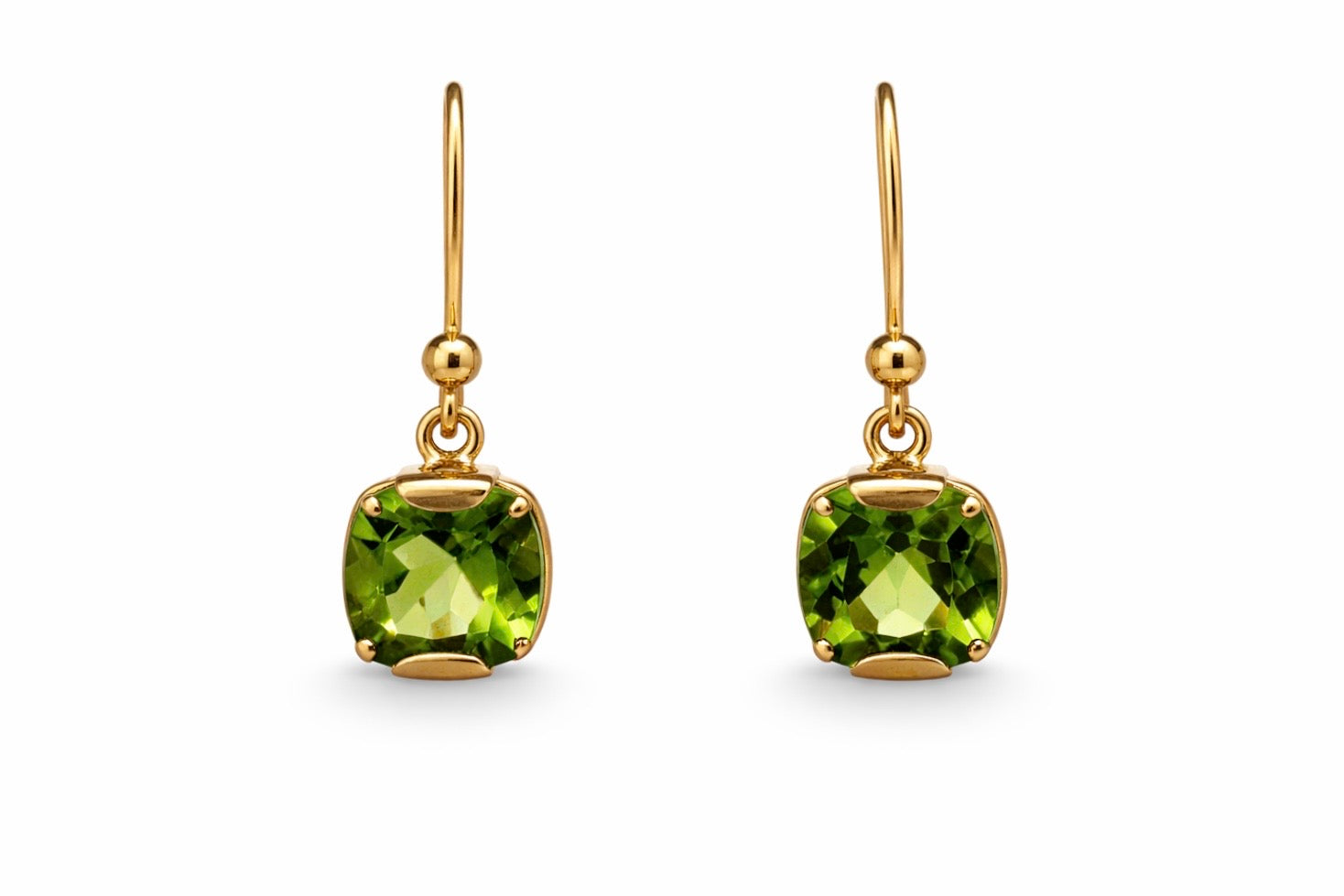 Yellow Gold & Peridot Drop Earrings