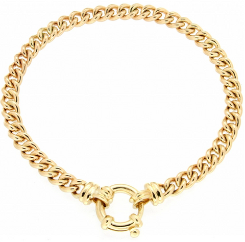 9ct Yellow Gold Double Curb Link Bracelet With Bolt Ring