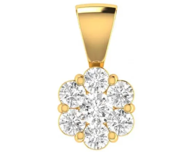 9ct Yellow Gold 1.0ct Diamond Daisy Cluster Pendant