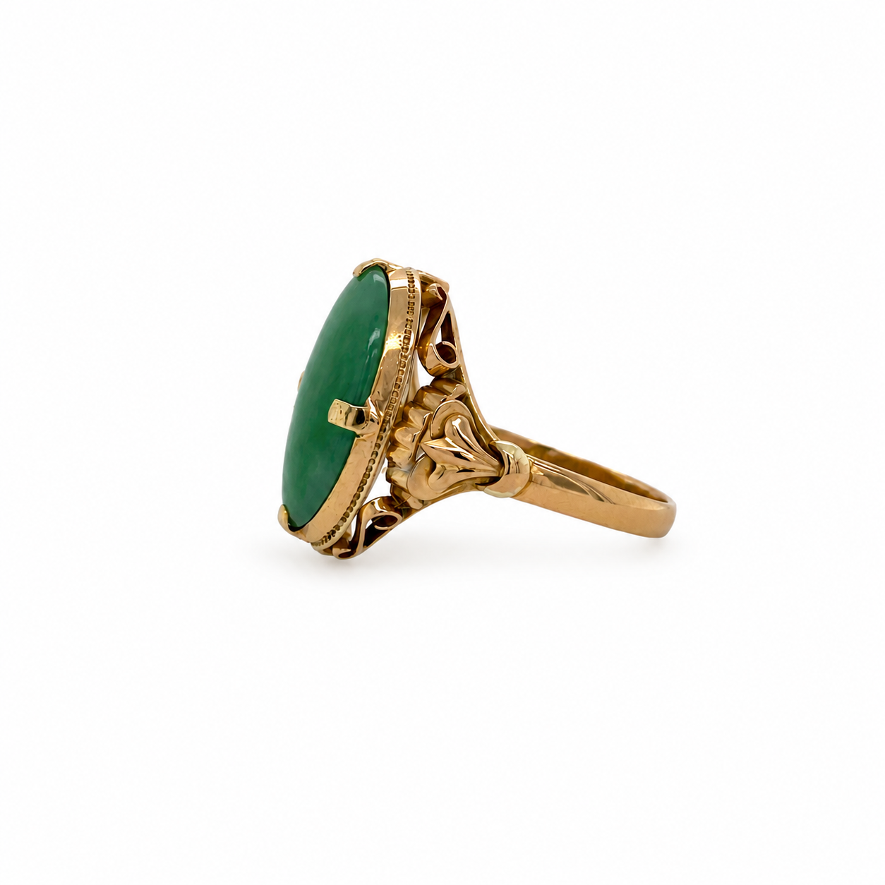 Pre Owned Yellow Gold & 6.25ct Jadeite Ring