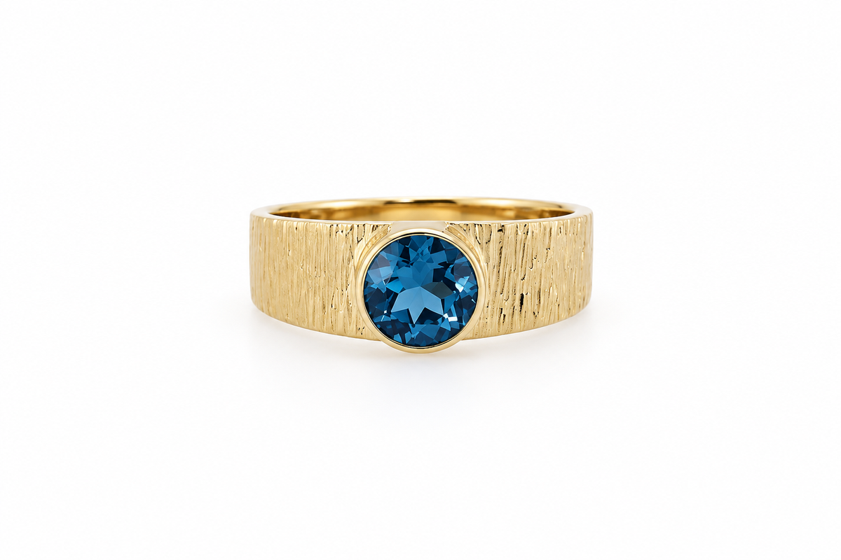 Yellow Gold & Bezel Set Round Topaz Ring