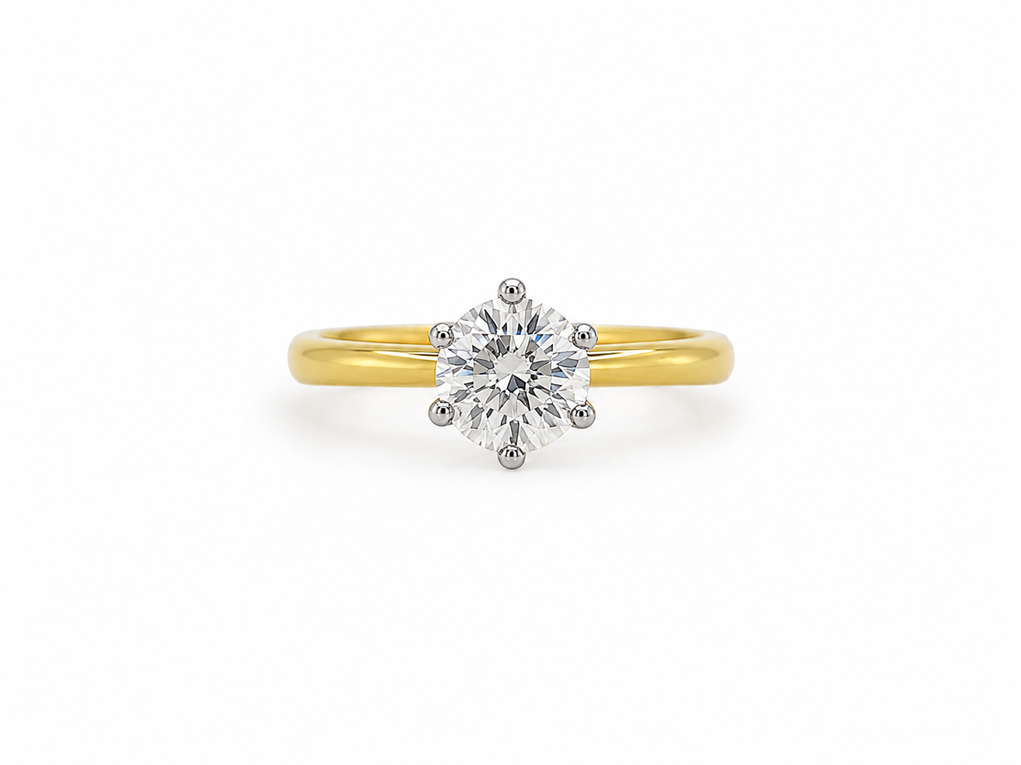 Yellow & White Gold 1ct Diamond Solitaire Ring