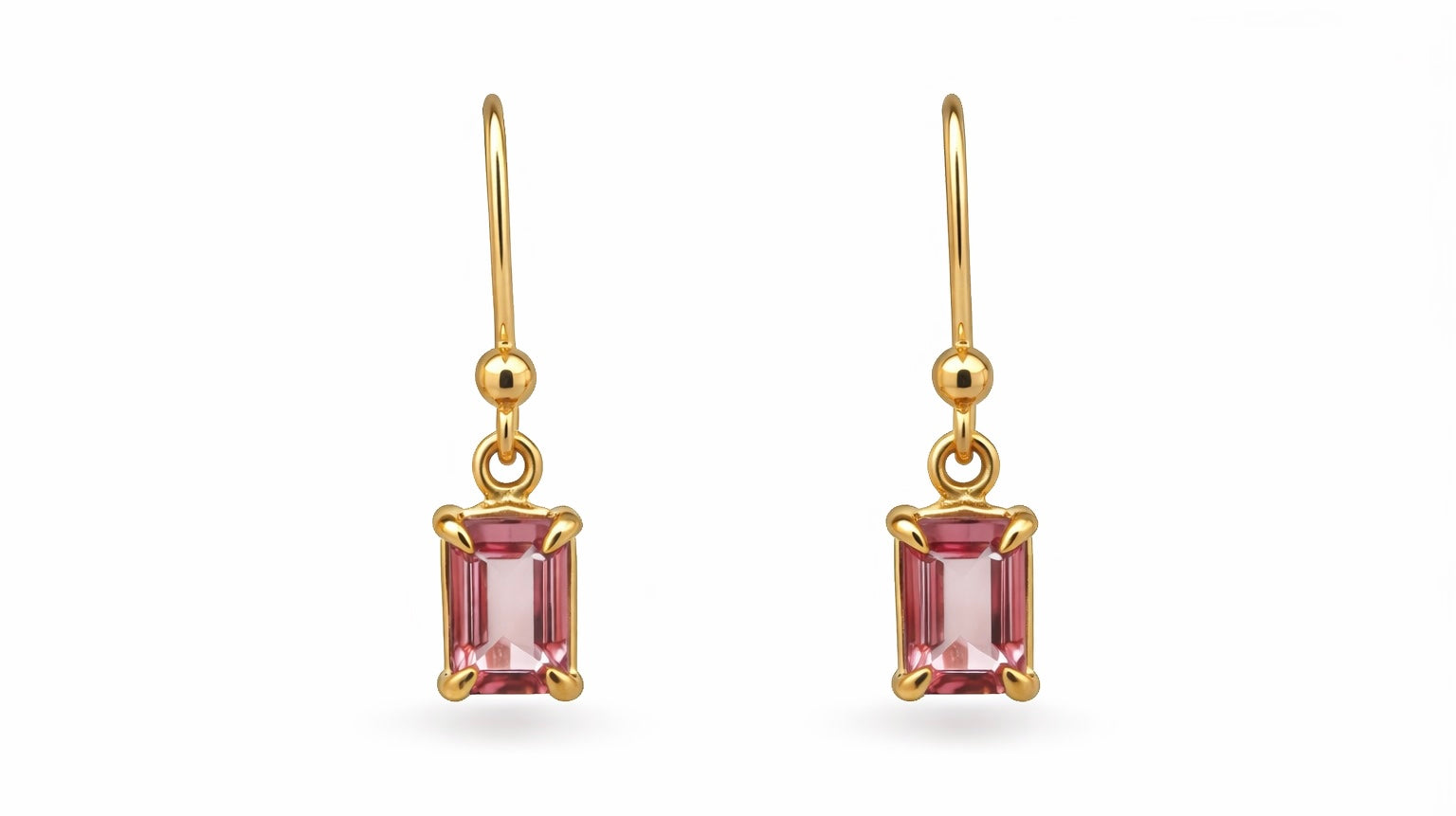 Yellow Gold & Pink Tourmaline Earrings