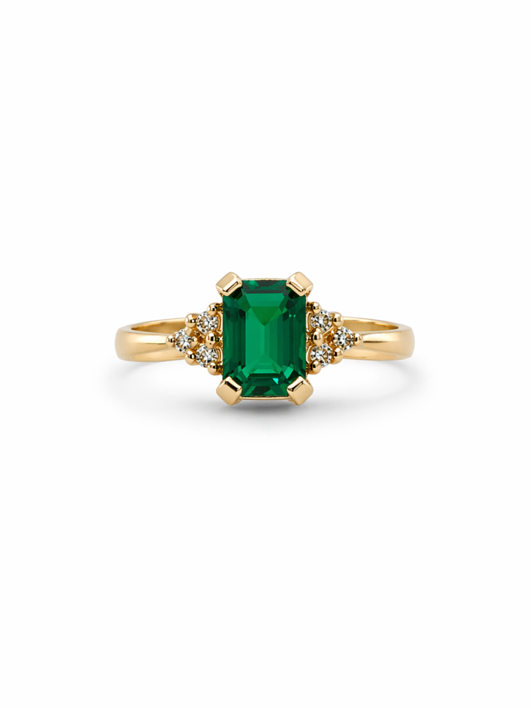 Pre Owned Yellow Gold Emerald & Diamond Ring