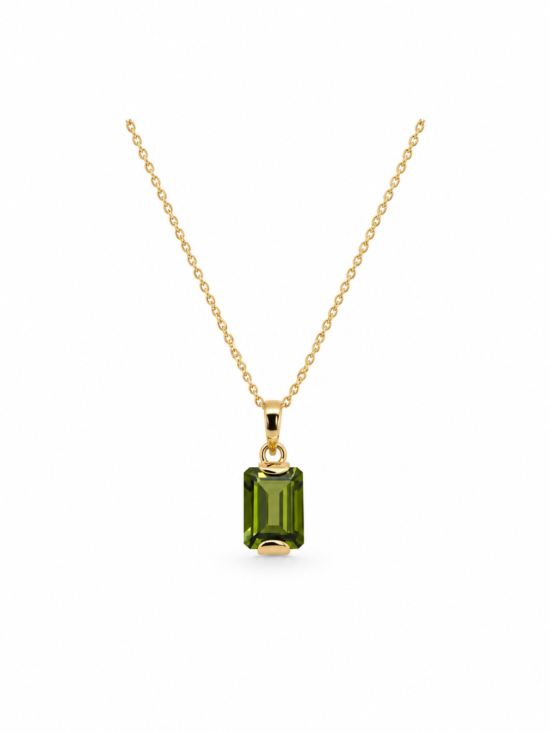 9ct Yellow Gold Rectangular Peridot Pendant