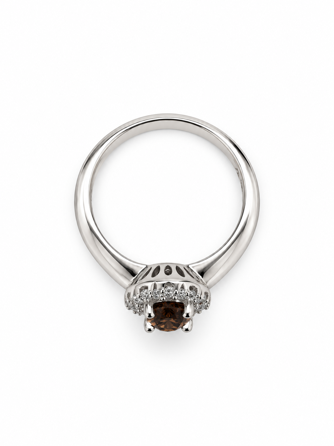 18ct White Gold Brown Tourmaline & Diamond Cluster Ring