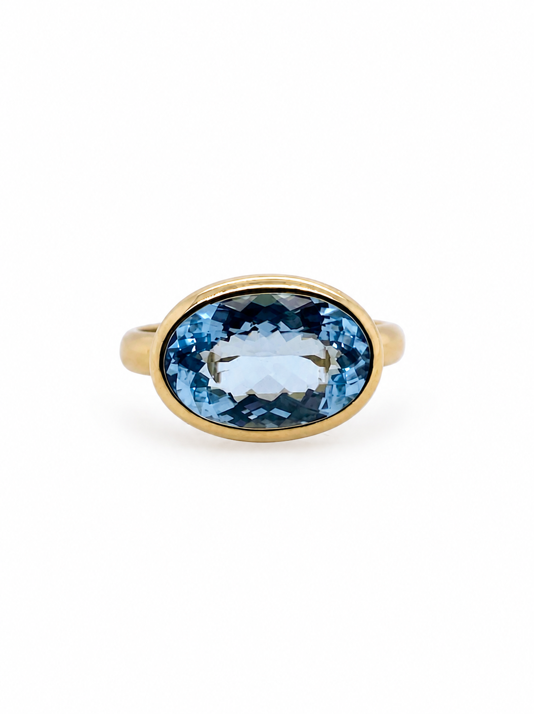 9ct Yellow Gold & Bezel Set Oval Topaz Ring