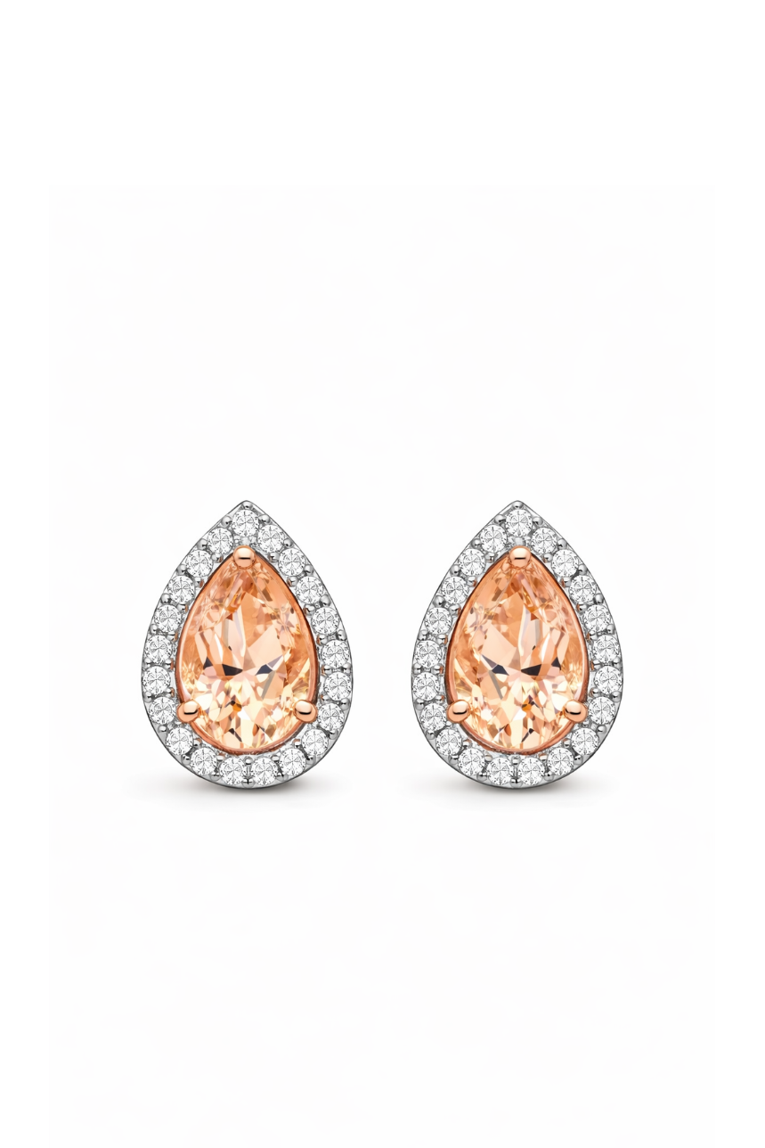 Rose Gold Diamond & Morganite Stud Earrings