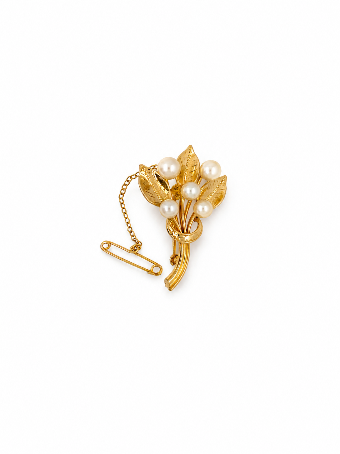 Pre Owned Yellow Gold & Cultured Pearl Brooch