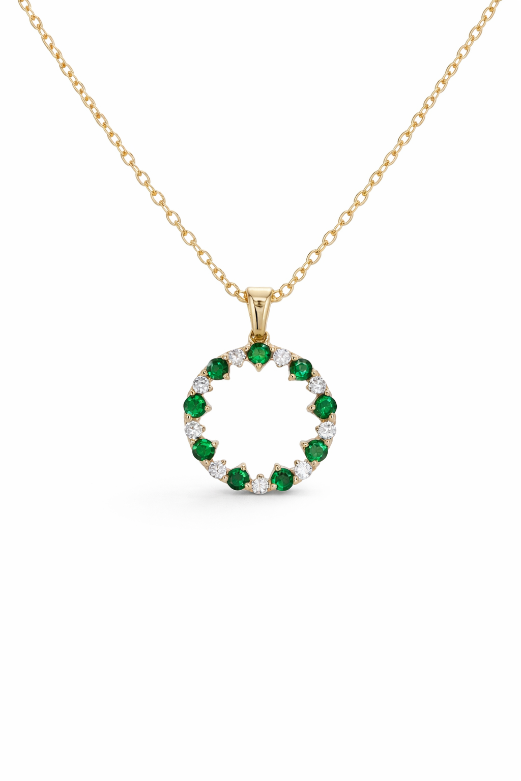 Yellow Gold Emerald & Diamond Pendant