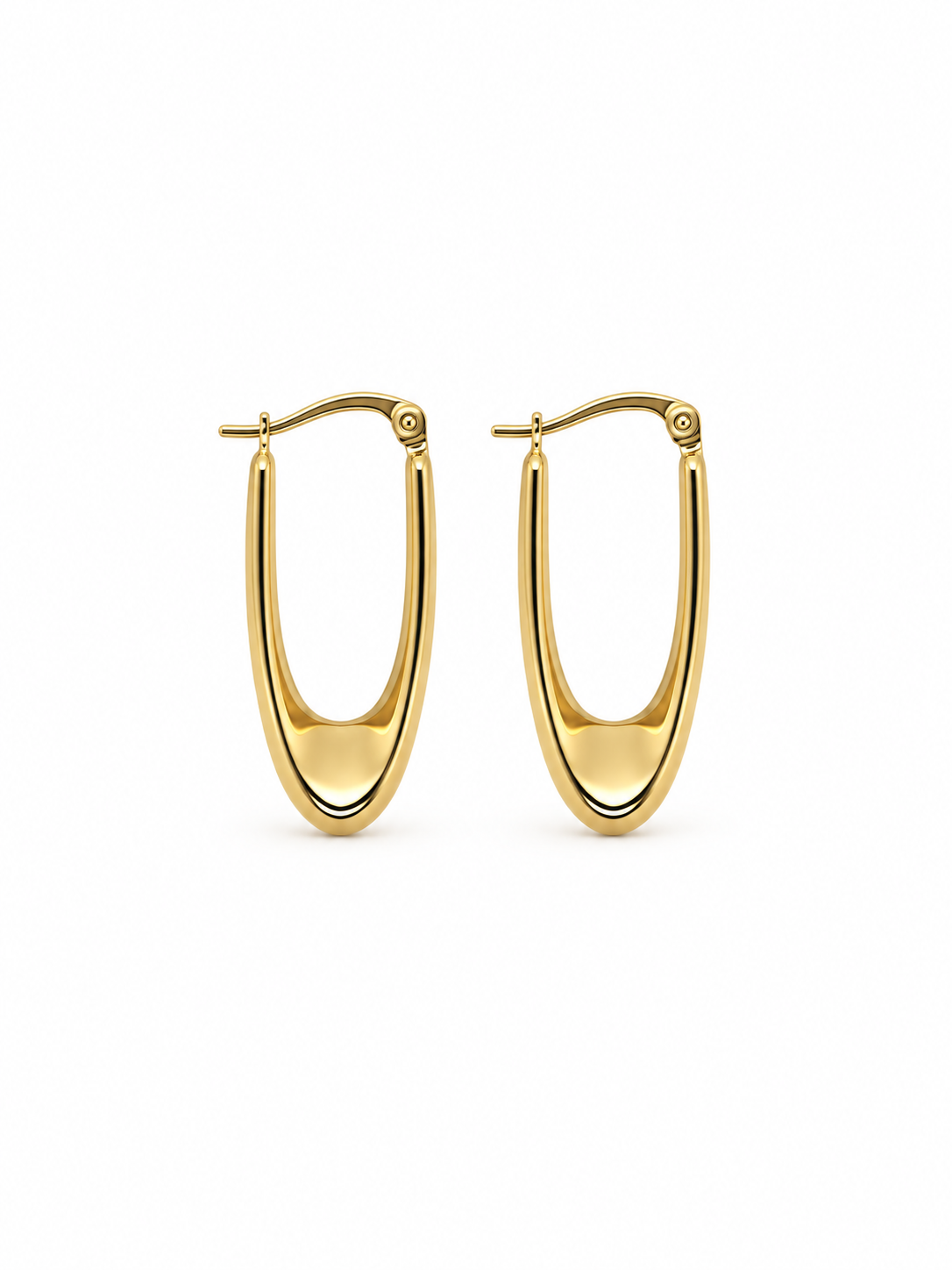Yellow Gold Elongated Hoops