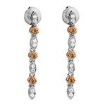 9ct White & Rose Gold Chocolate Diamond Long Drop Earrings