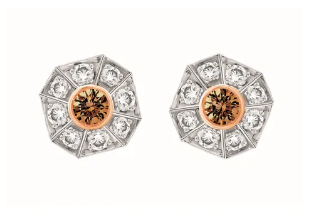 18ct White & Rose Gold Chocolate Diamond Stud Earrings