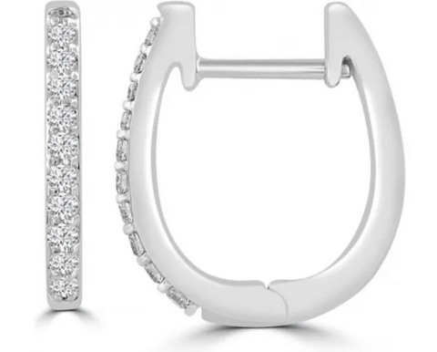 9ct White Gold Diamond Claw Set Huggie Earrings