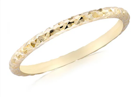 9ct Yellow Gold Diamond Cut Patterned Stacker Ring