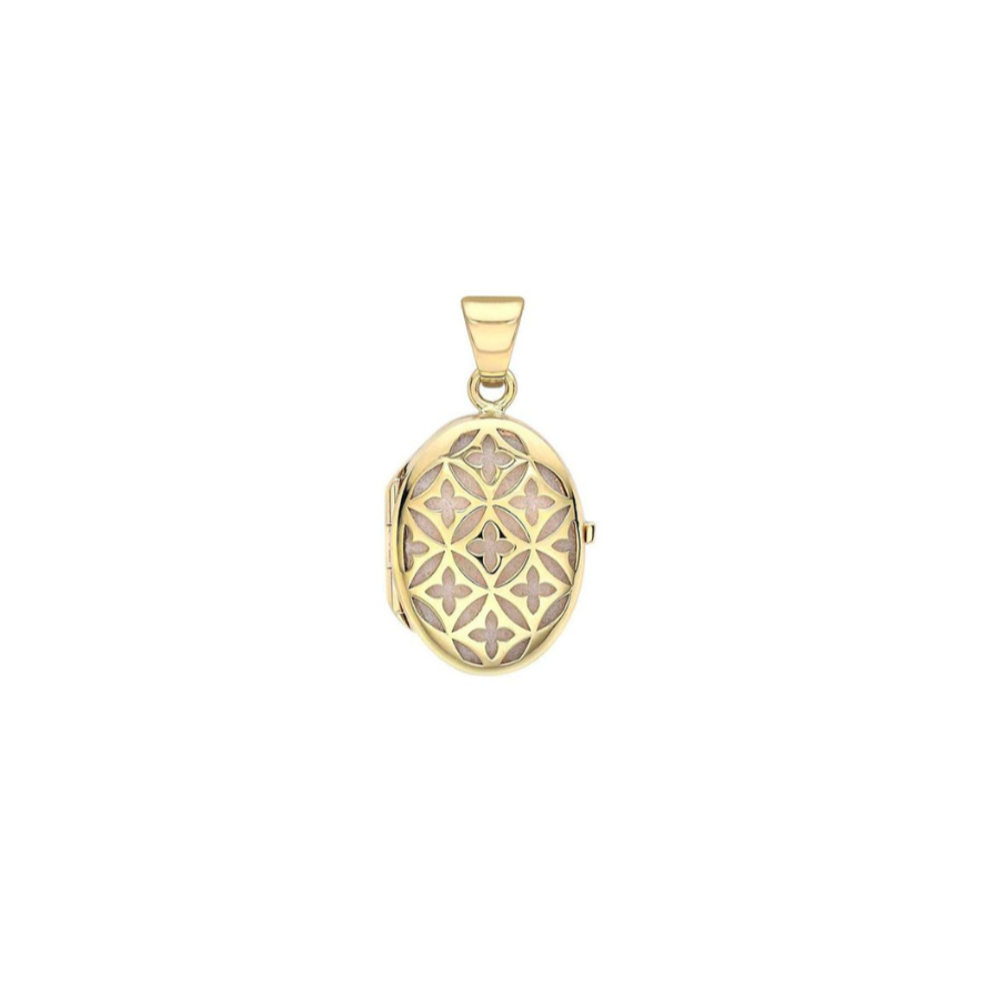 9ct Yellow Gold Oval Lattice Locket