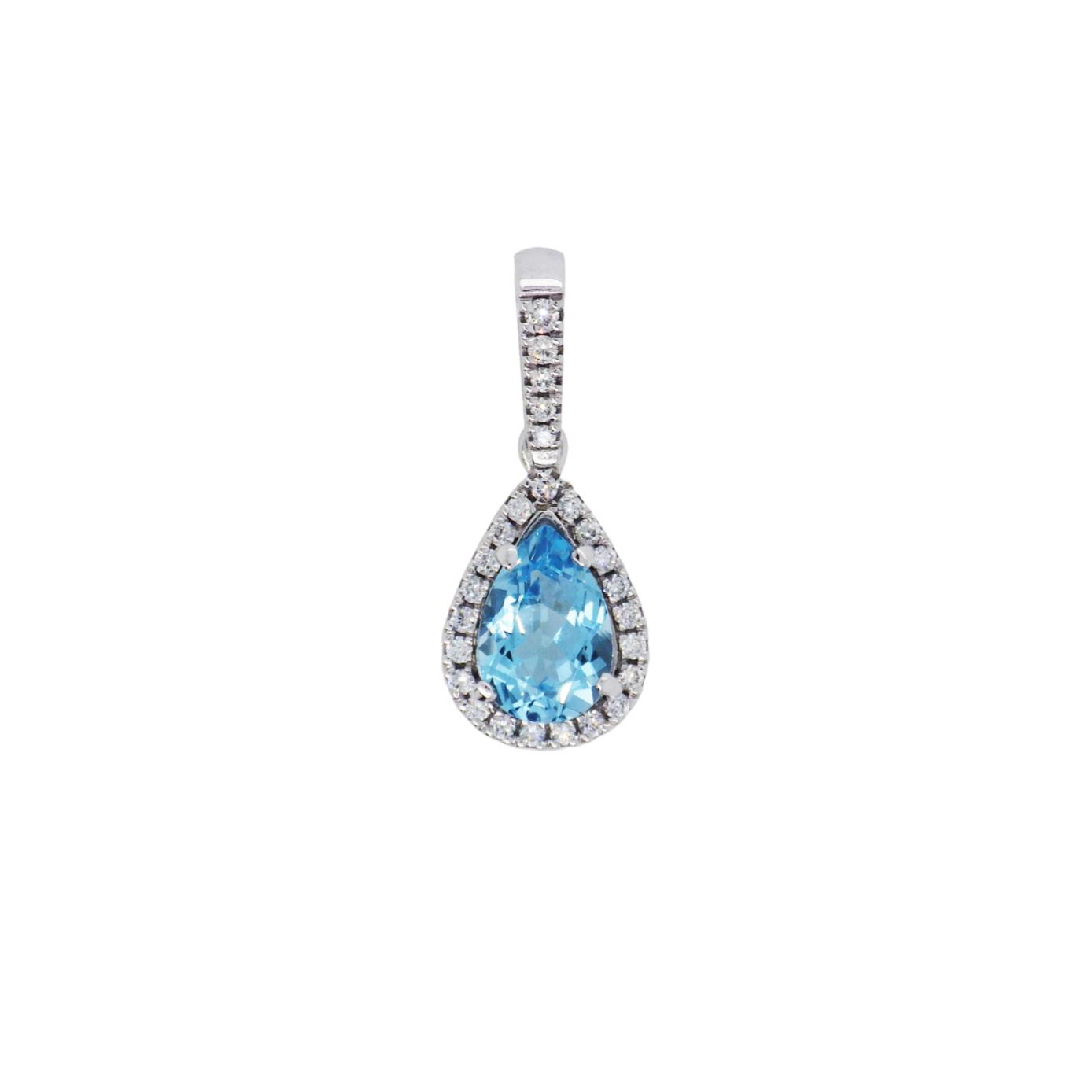 White Gold Topaz & Diamond Set Pendant