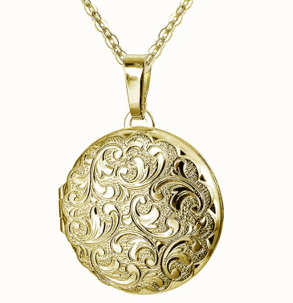9ct Yellow Gold Round Engraved Locket