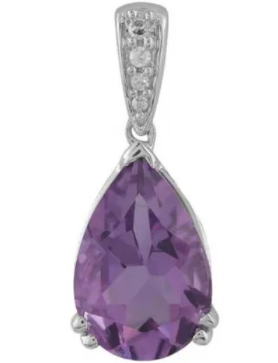 9ct W/G Amethyst & Diamond Pendant