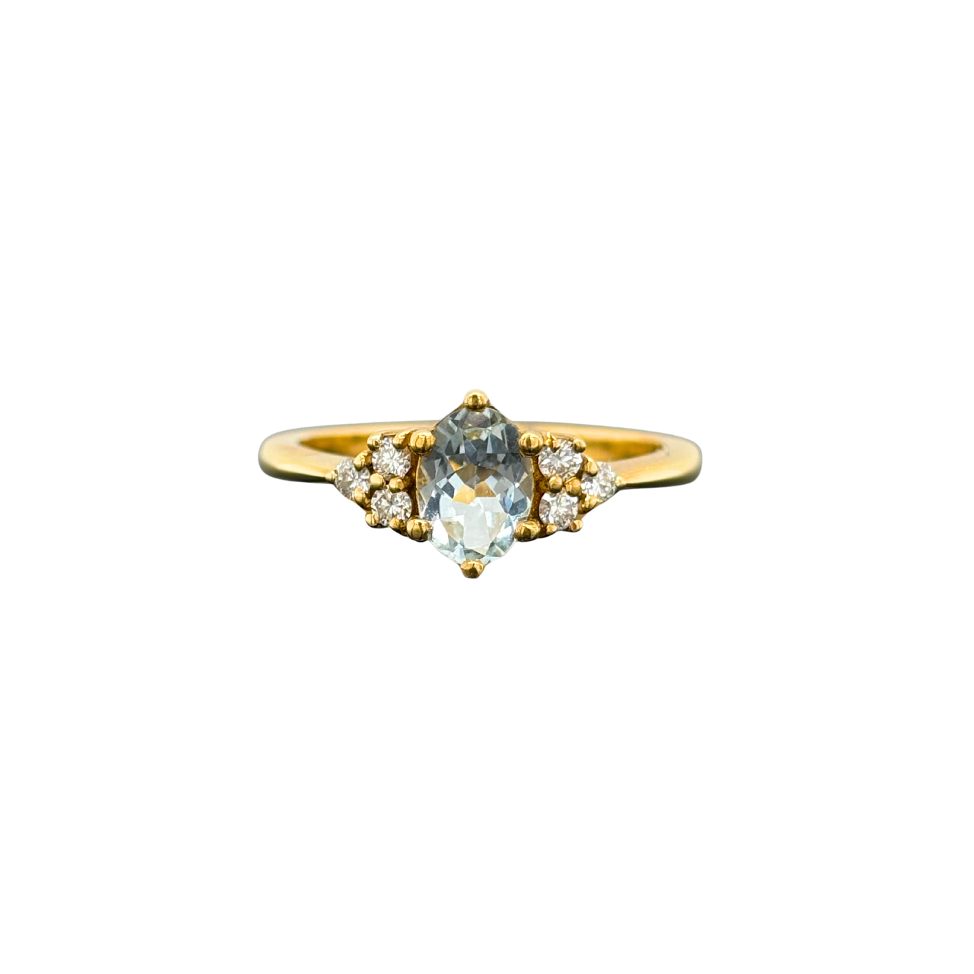 Yellow Gold Aquamarine & Diamond Ring