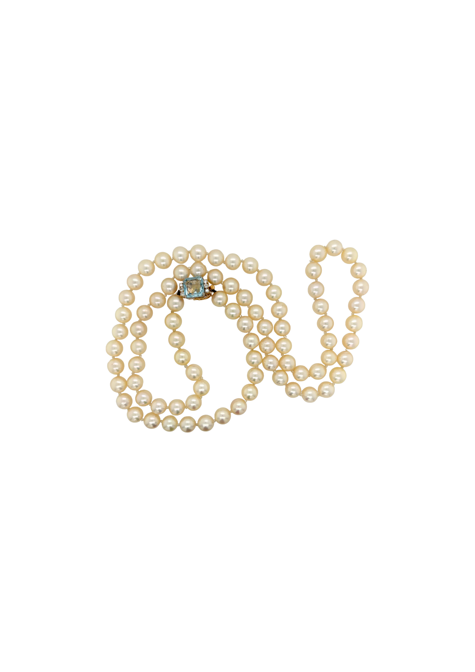 Pre-Owned Aquamarine & Pearl Necklace