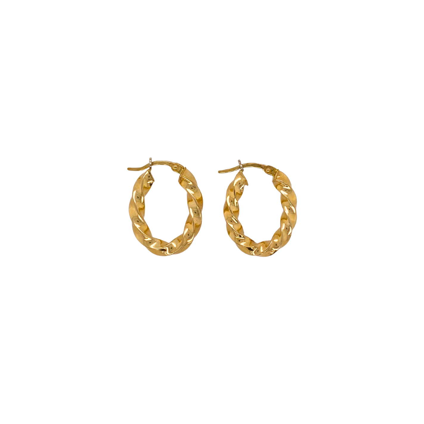 Yellow Gold Oval Twist Hoopes
