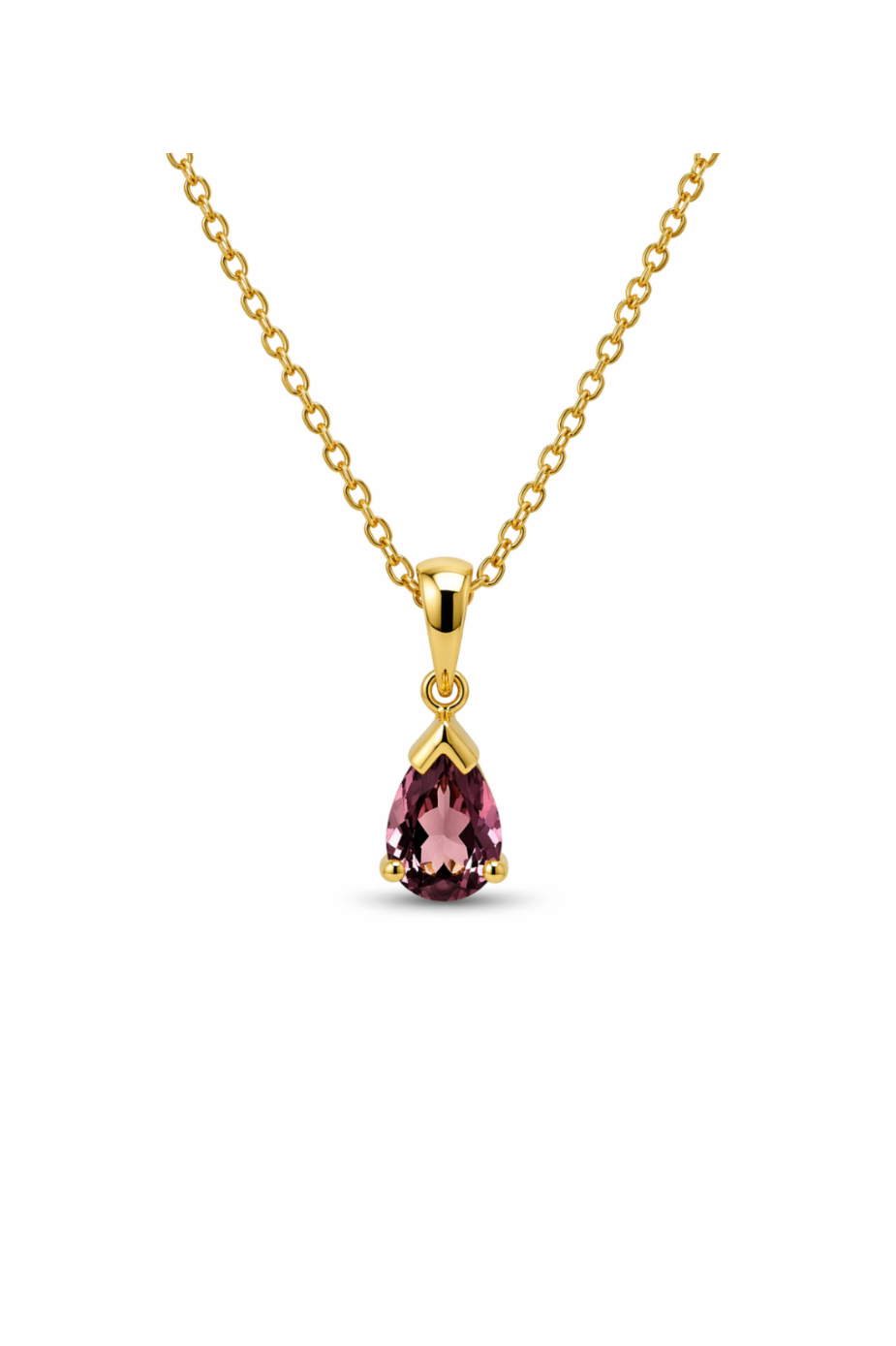 Yellow Gold & Pink Tourmaline Pendant