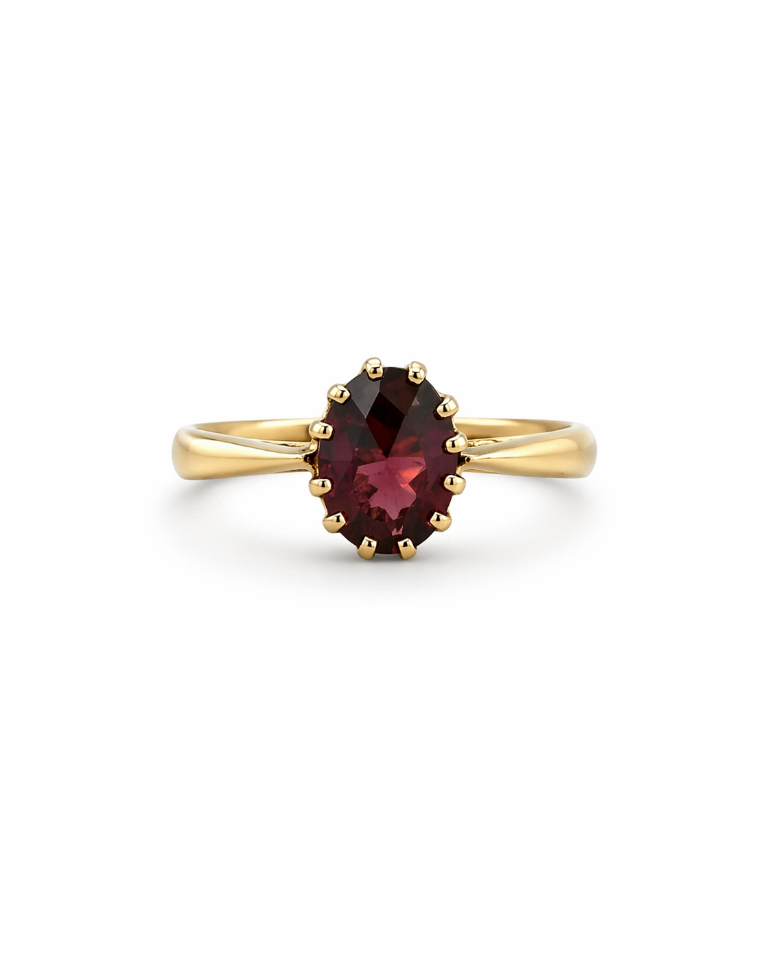 Pre-Owned Yellow gold & Garnet Solitaire Ring
