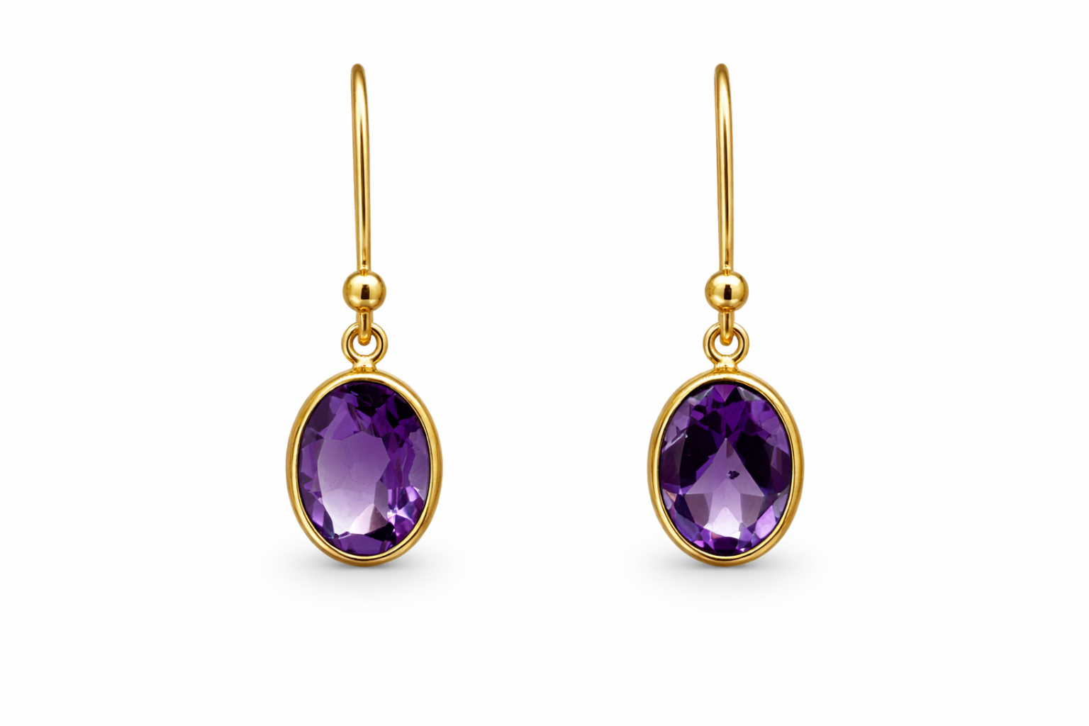 Yellow Gold & Amethyst Earrings