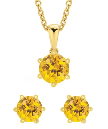9ct Yellow Gold Citrine Pendant & Earring Set