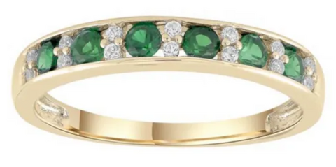9ct Yellow Gold Diamond & Emerald Dress Ring