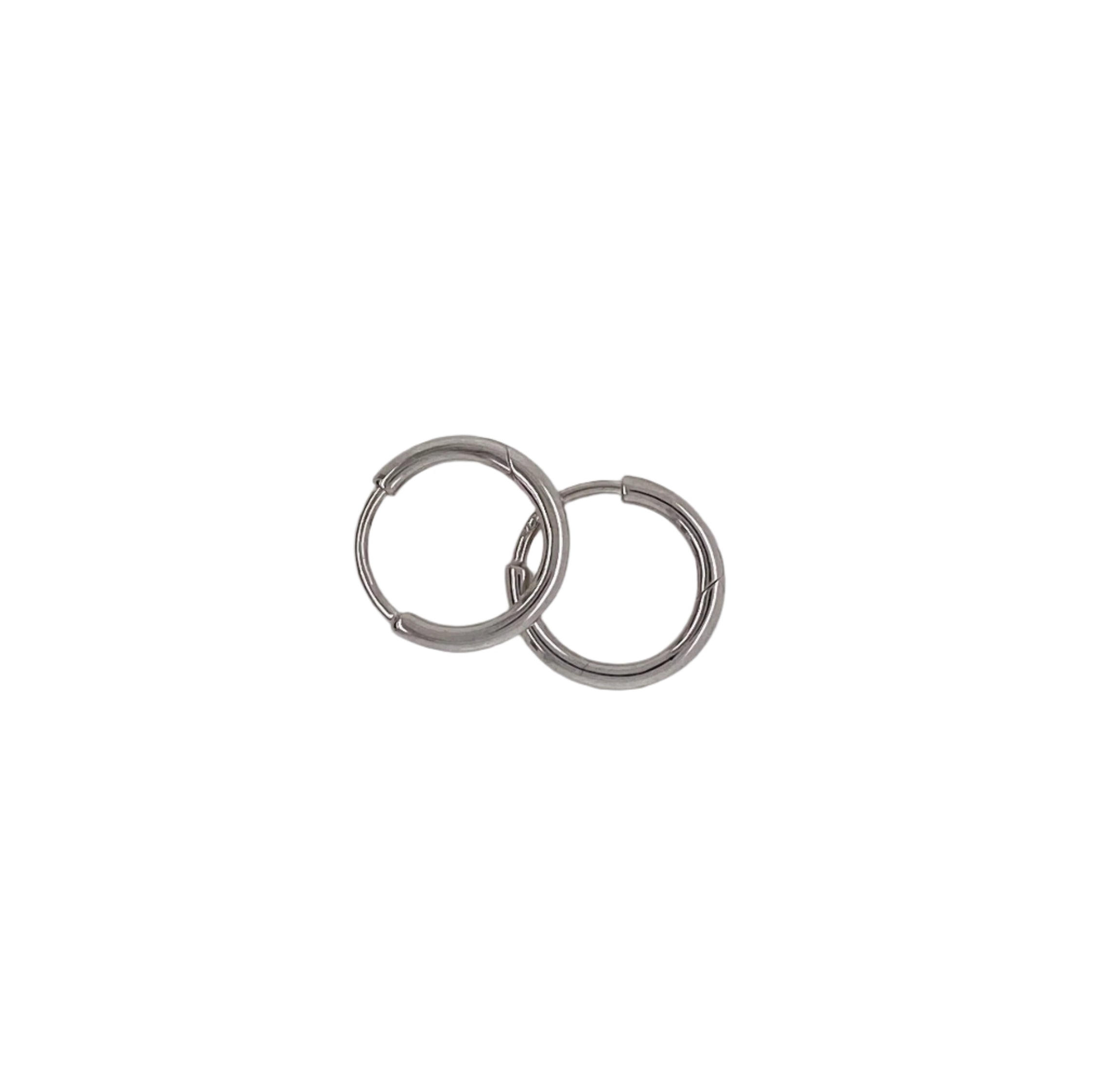 Australian Made 9ct White Gold Hinged 13mm Hoop Earrings