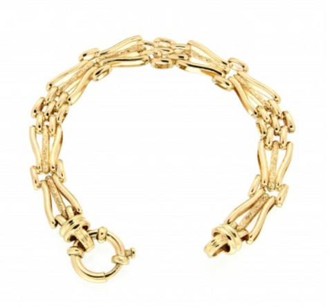 Australian Made 9ct Yellow Gold 3 Bar Gate Bracelet