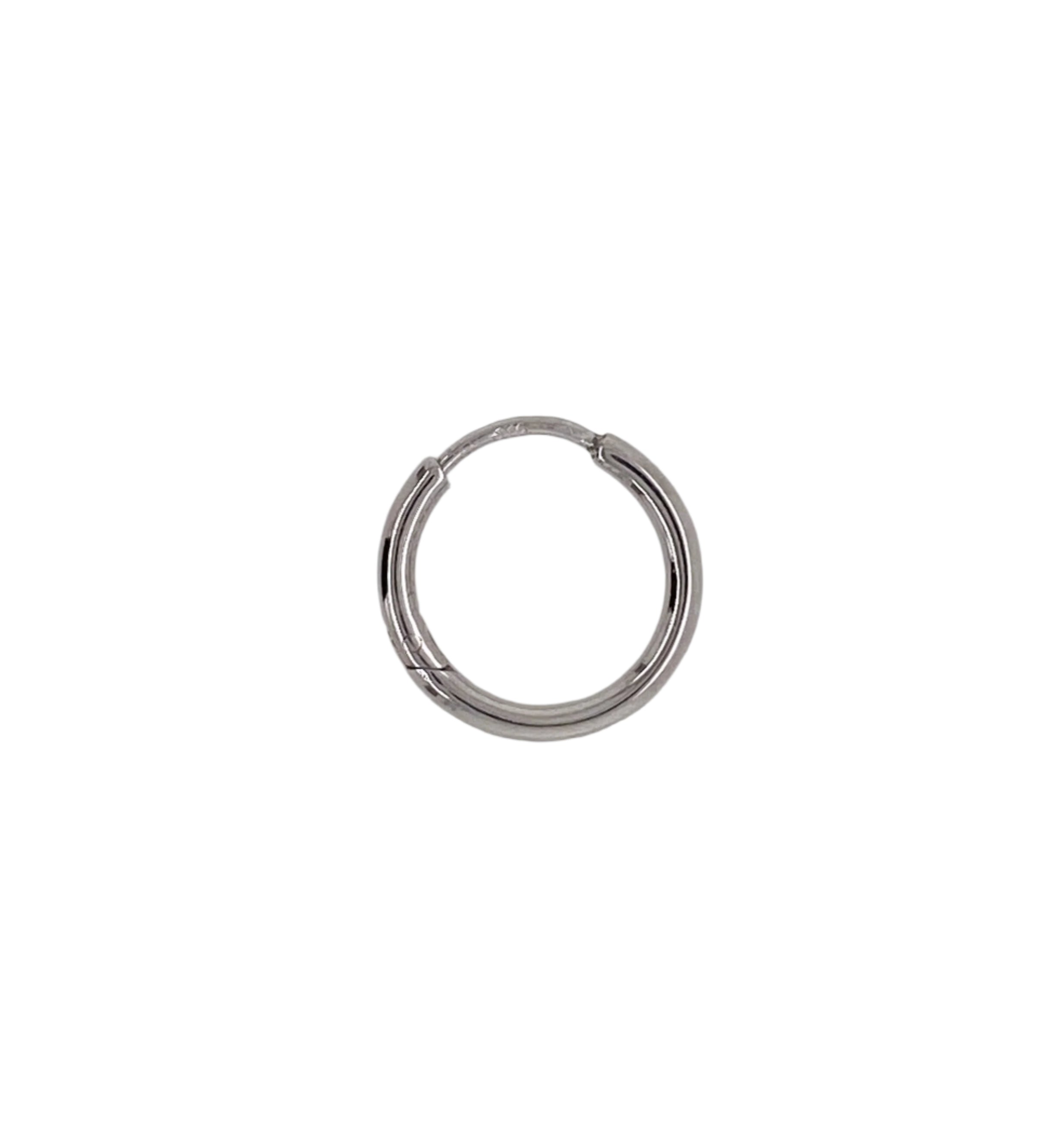 Australian Made 9ct White Gold Hinged 15mm Hoop Earrings