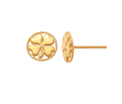 9ct Yellow Gold Four Leaf Clover Studs