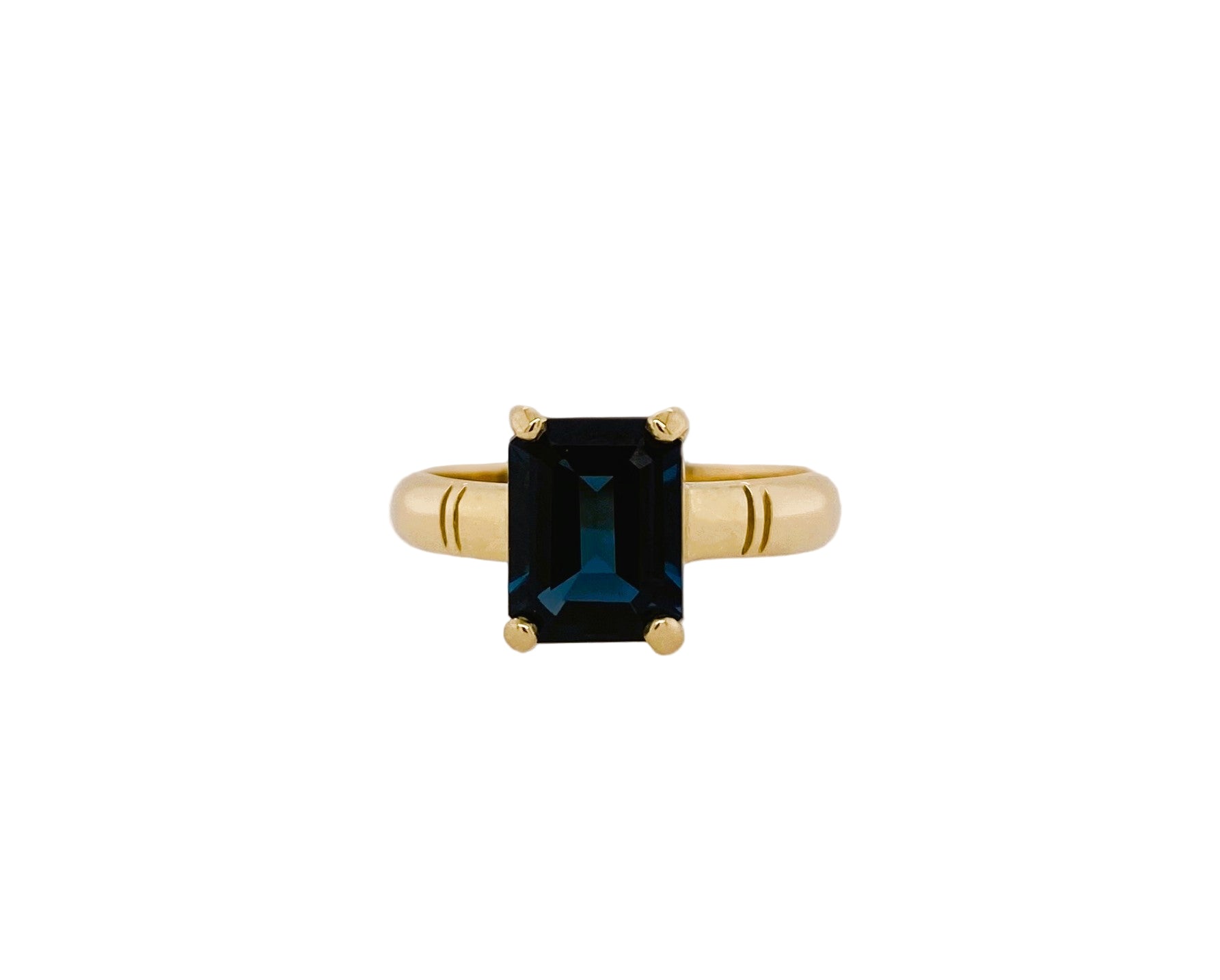 Yellow Gold & London Blue Topaz Ring