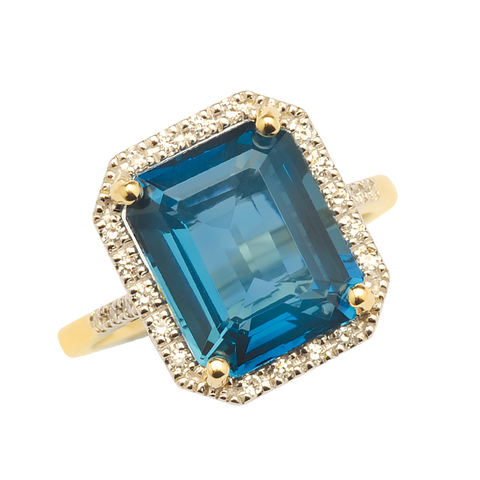 9ct London Blue Topaz & Diamond Ring