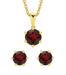 9ct Yellow Gold Garnet Pendant & Earring Set