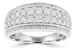 18ct White Gold Multi Row 1ct Diamond Ring