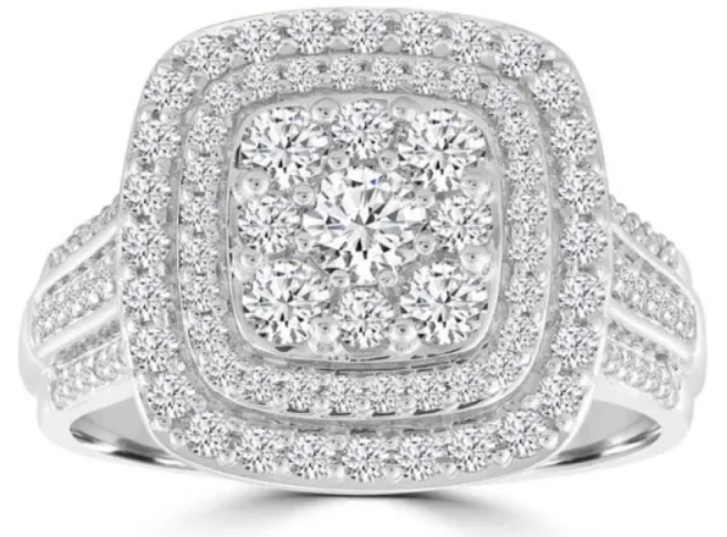 18ct White Gold 1ct Diamond Cluster Ring
