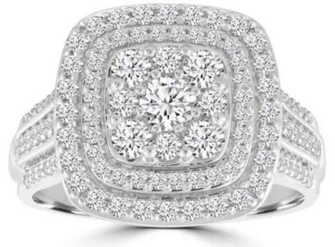 18ct White Gold 1ct Diamond Cluster Ring