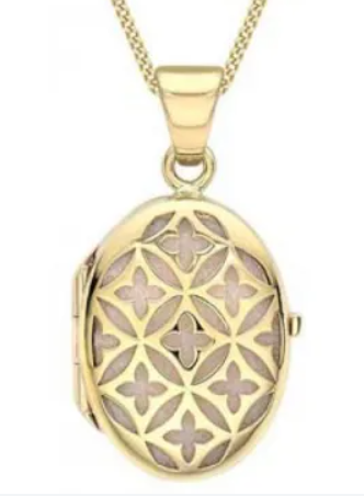 9ct Yellow Gold Oval Lattice Locket