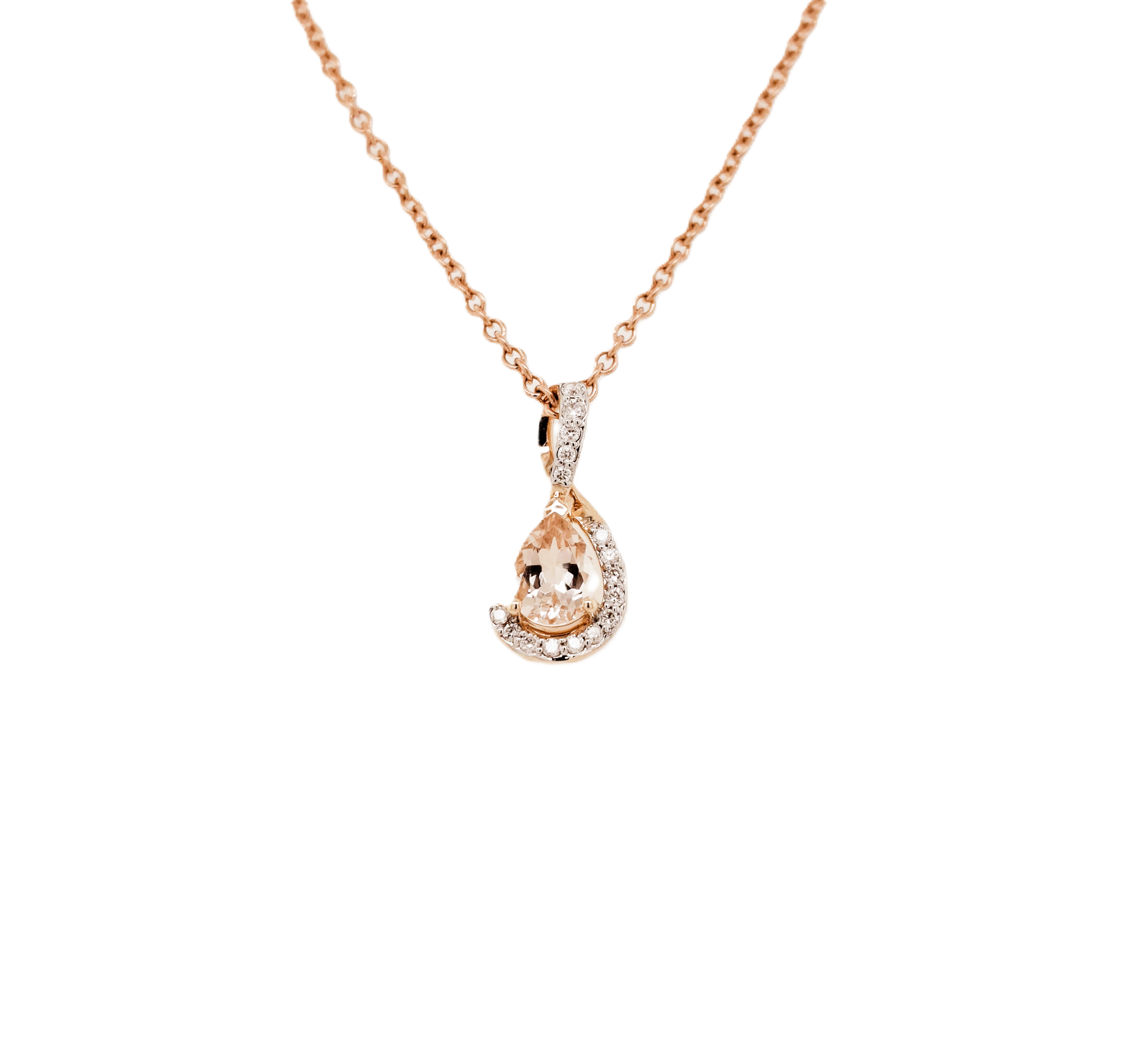 9ct Rose gold Diamond & Morganite Set Pendant