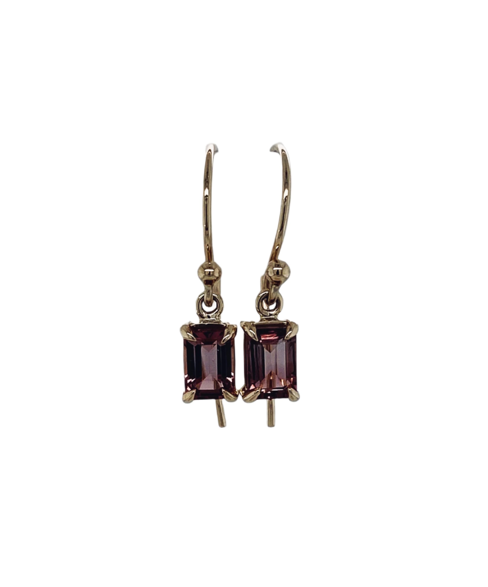 9ct Yellow Gold & Pink Tourmaline Earrings