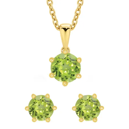 9ct Yellow Gold Peridot Pendant & Earring Set