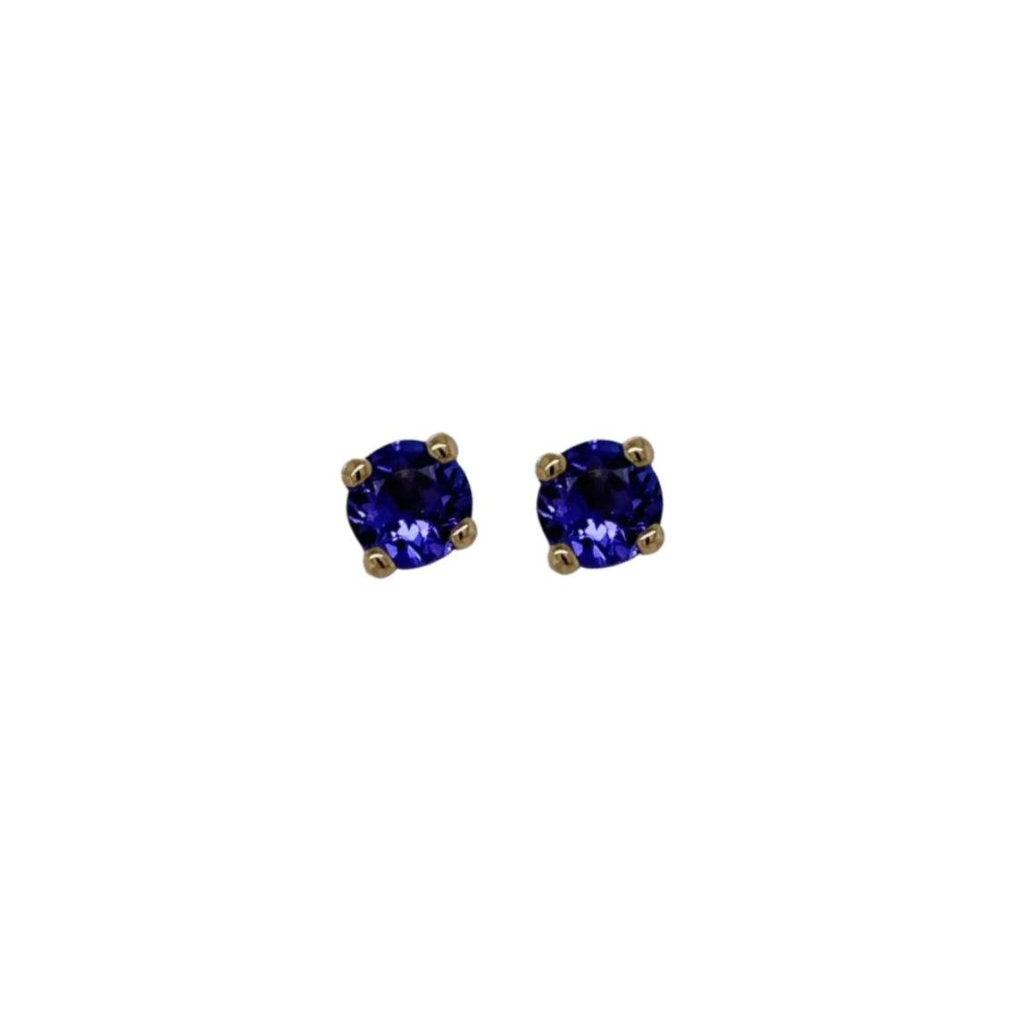 Yellow Gold & Tanzanite Stud Earrings
