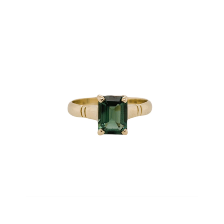 Yellow Gold & Green Tourmaline Ring