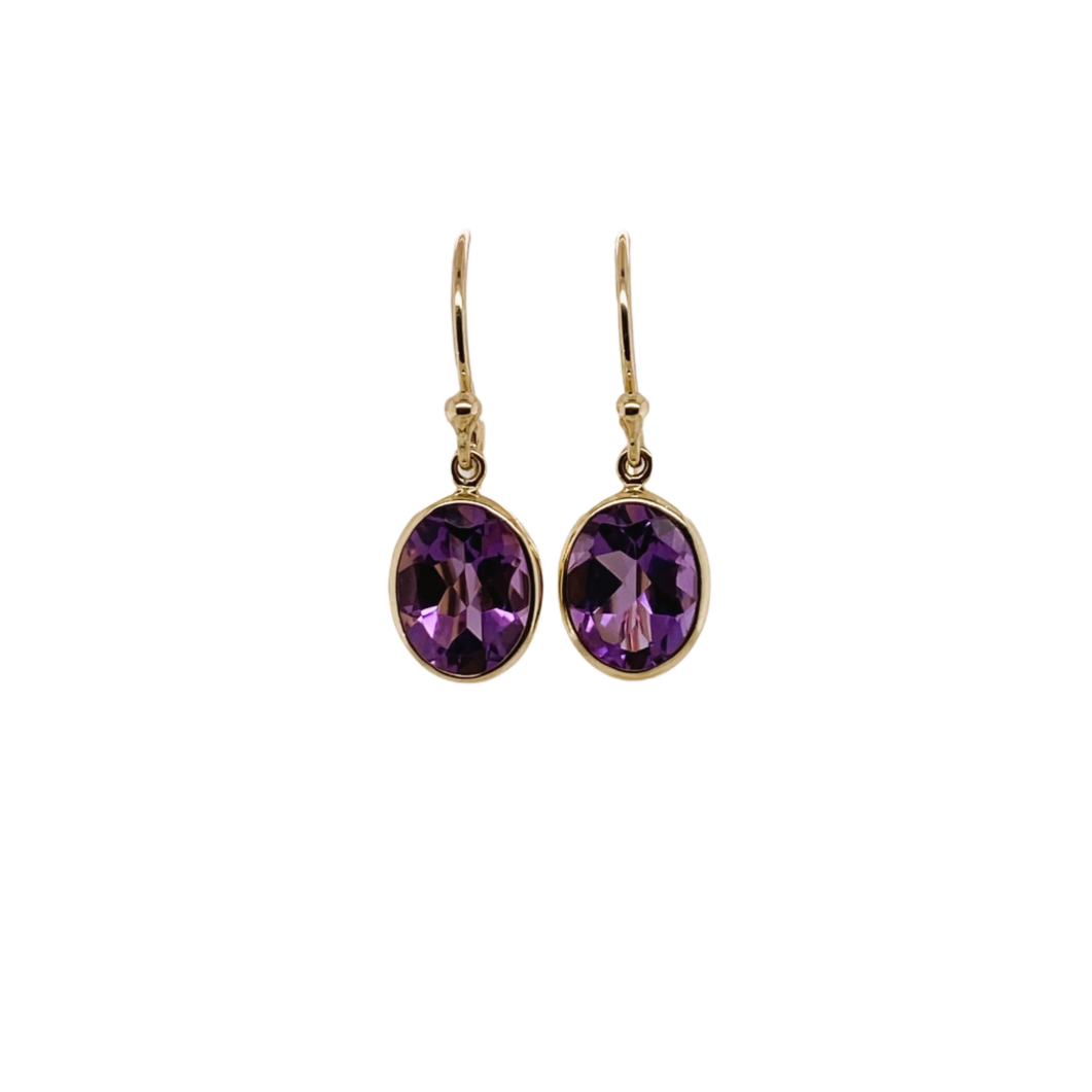 Yellow Gold & Amethyst Earrings